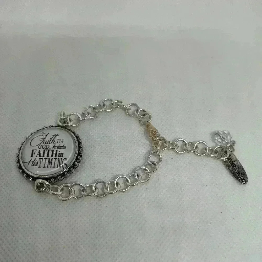 Plunder FAITH IN GOD sliver tone bracelet